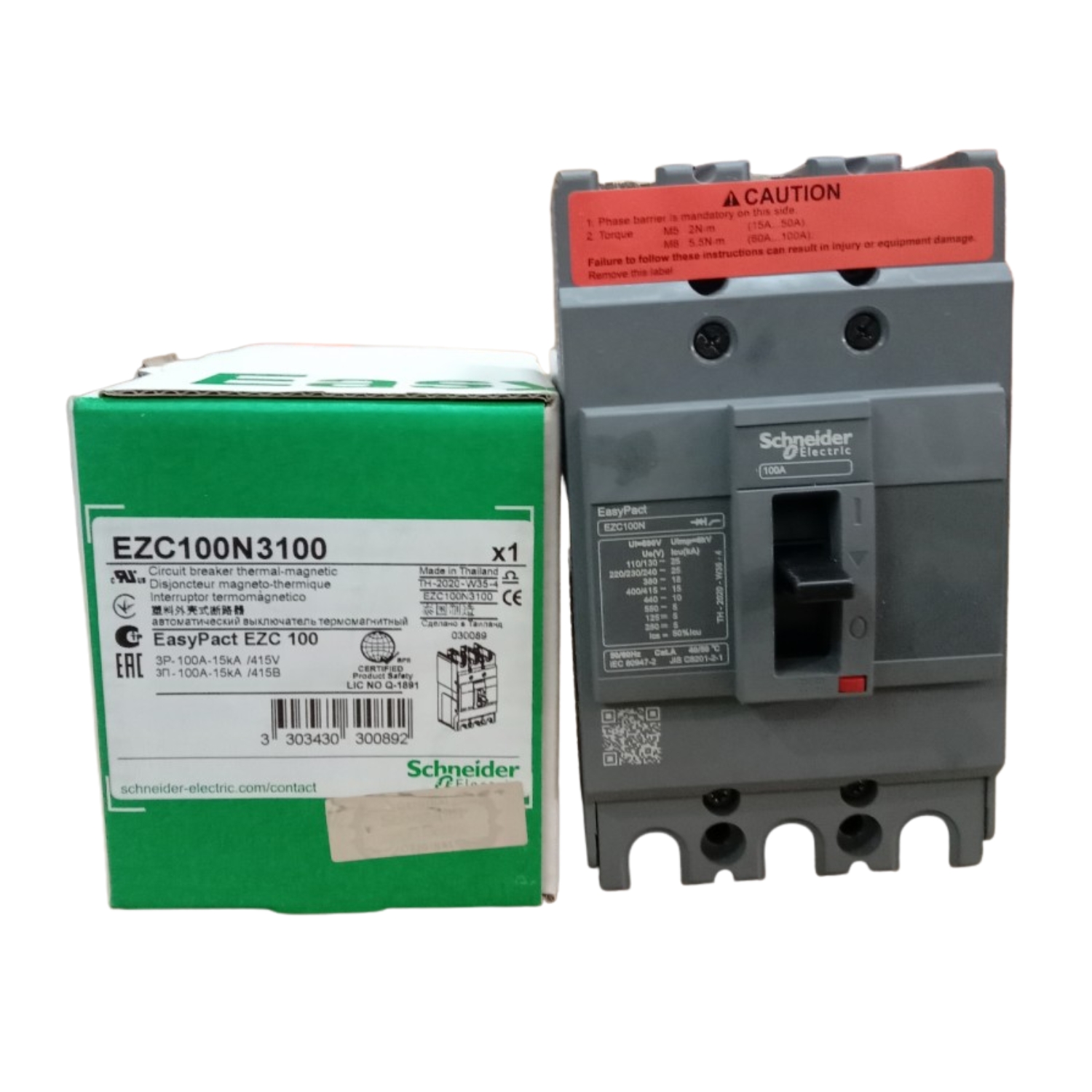 Schneider MCCB EZC100N Breaker 3pole 100Amp easypact