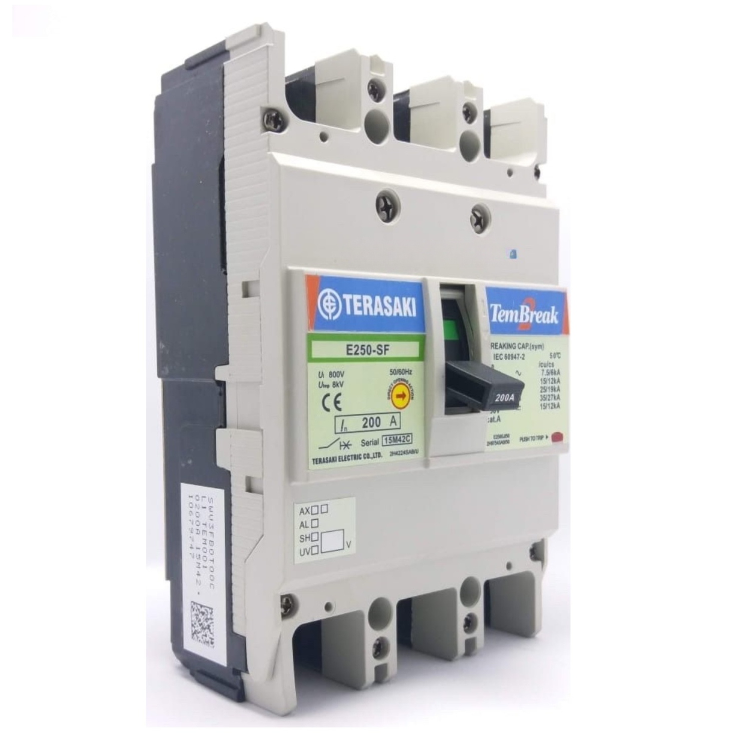 Terasaki MCCB breaker 3pole 200A Moulded Case Circuit Breaker E250 SF Tembreak