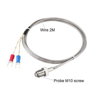 Thermocouple K-type Thread M10 Screw Probe 2 Meter Shield Wire (Pack of 2 Pcs)