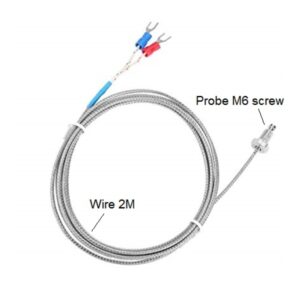 Thermocouple K-type Thread M6 Screw Probe 2 Meter Shield Wire (Pack of 2 Pcs)
