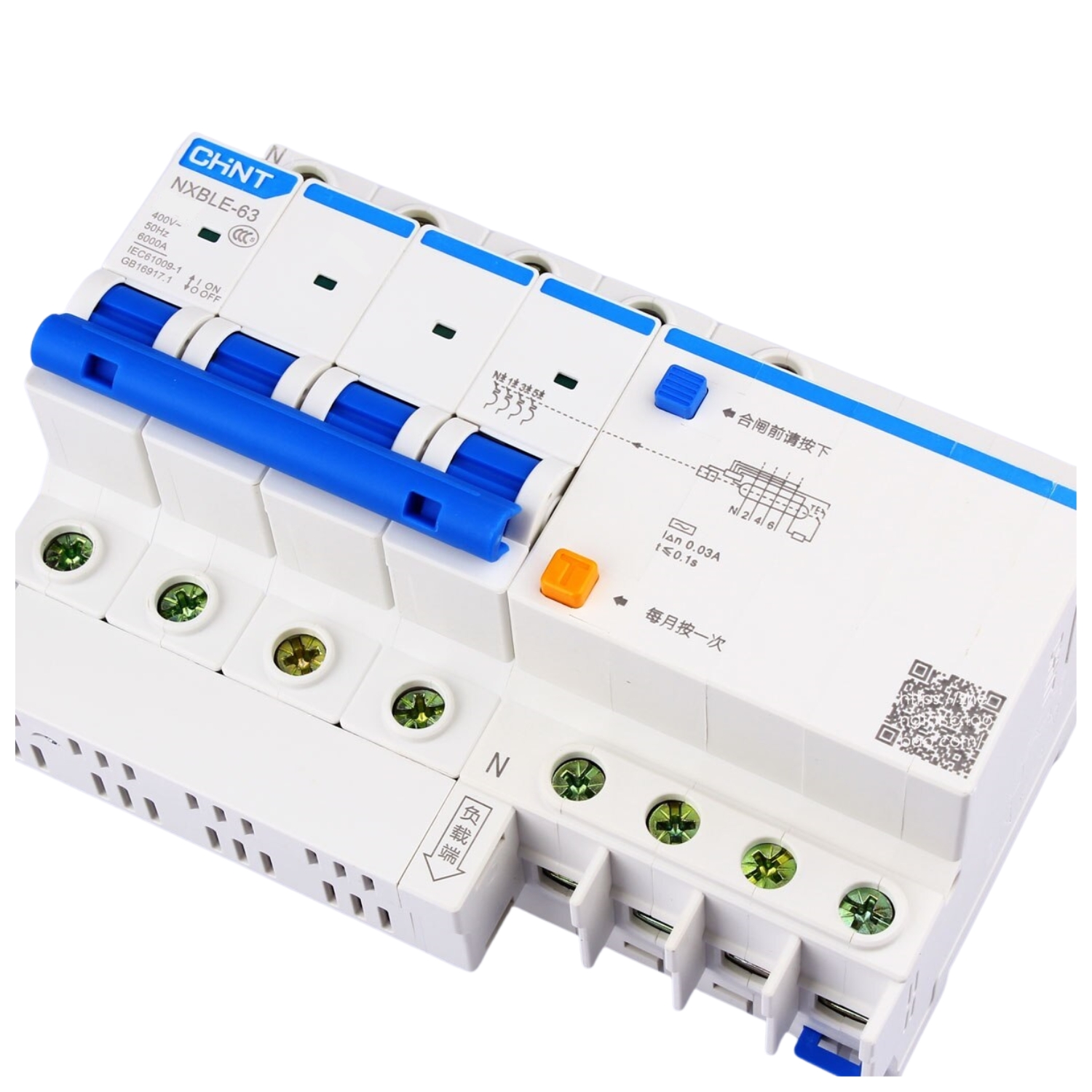 Chint Residual Current Circuit Breaker 4 Pole (NXBLE-63) 30mA (25,32,40 Amp) - Image 3