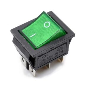 Rocker Boat ON/OFF Switch 6 Pin (KCD4) Green (10 pcs)
