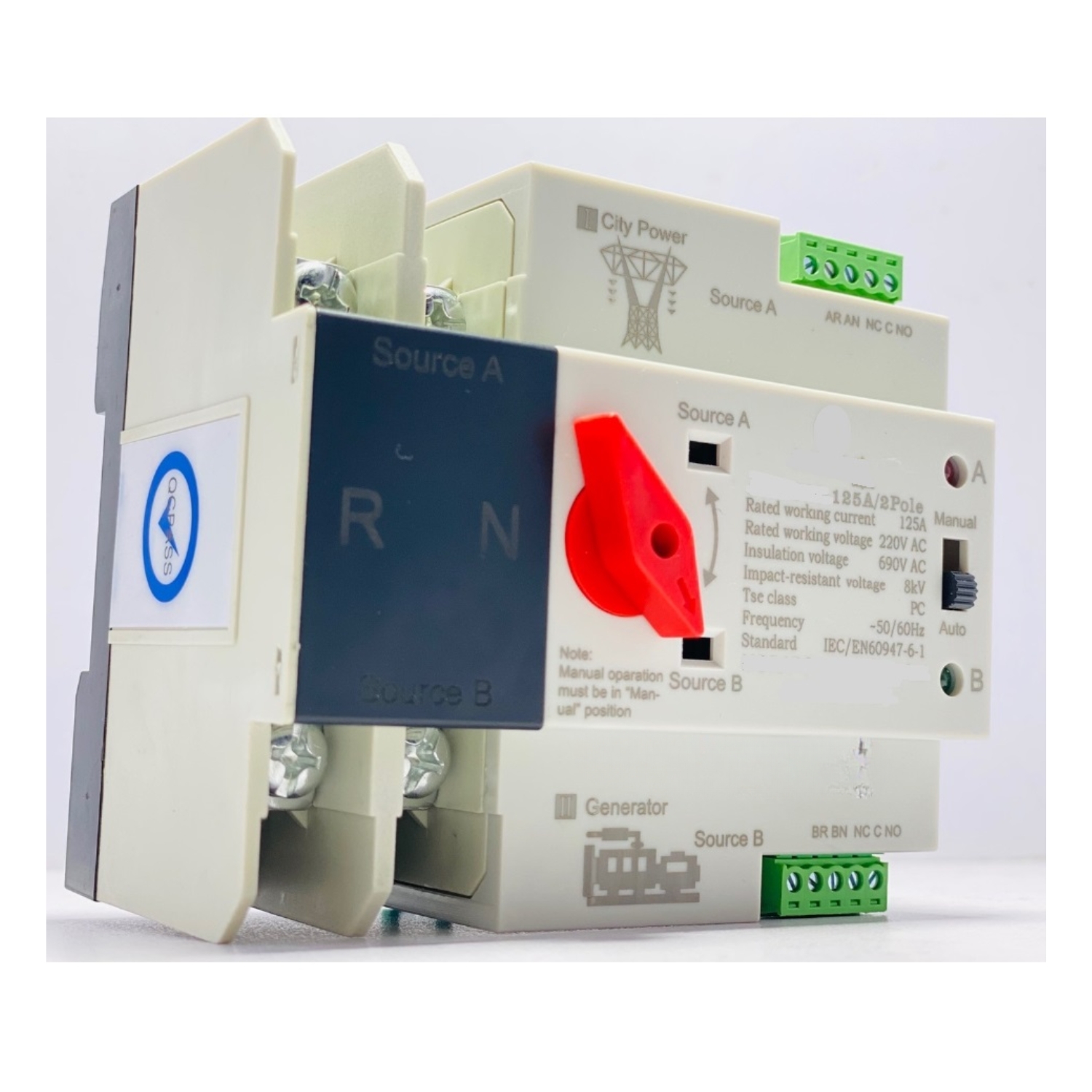 ATS Automatic Transfer Switch 2pole 125A (DIN Rail type)